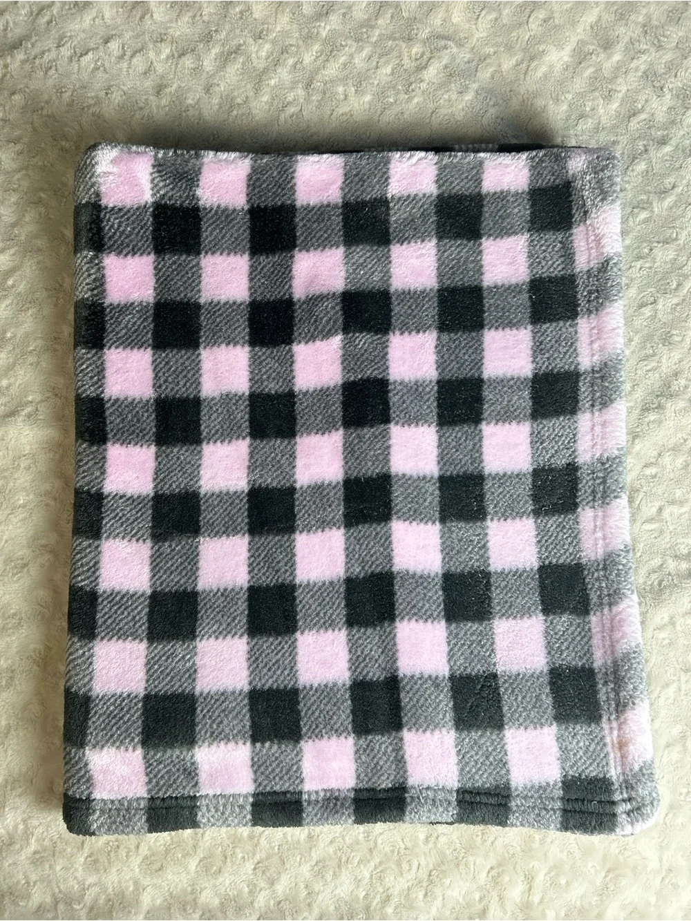 HB Hudson Baby Pink Black Gray Buffalo Plaid Blanket Soft Plush Lovey Thick